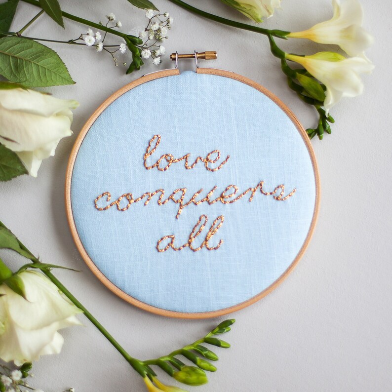 Love Conquers All Embroidery Hoop Sign image 4