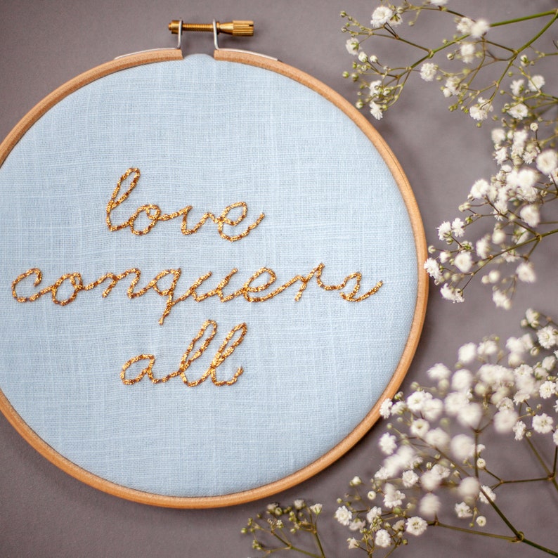 Love Conquers All Embroidery Hoop Sign image 6