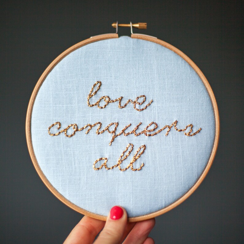 Love Conquers All Embroidery Hoop Sign image 2