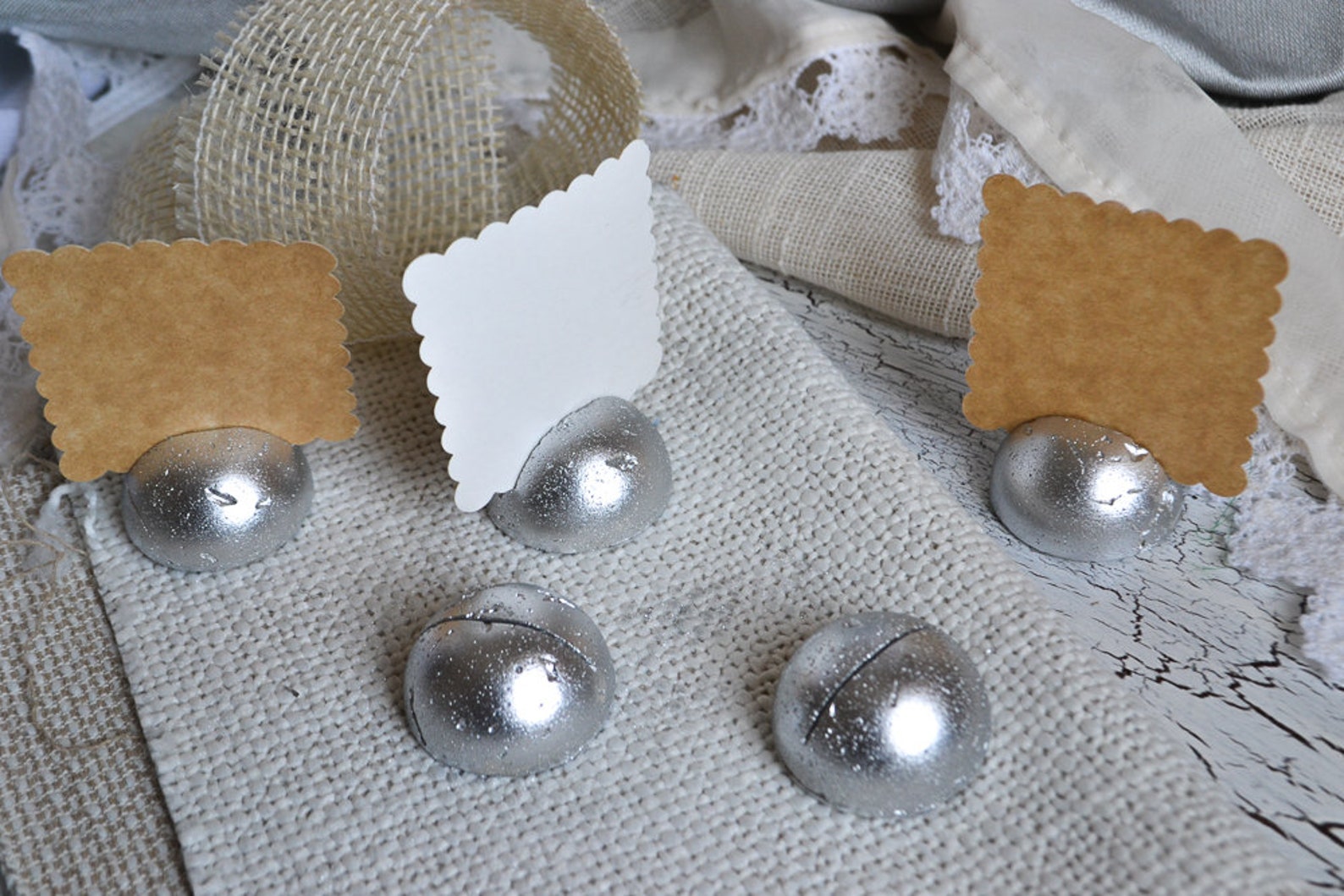 Geometric Silver Wedding Place Card Holder Modern Boho Place Etsy