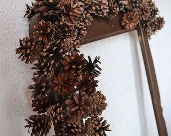 Natural pine cone garland, Rustic party garland, Pine Cone decor, Pine Cones wall decor