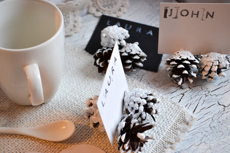 White Pine Cone Holder Place Card Holder of 3 Stemmed Pine Etsy