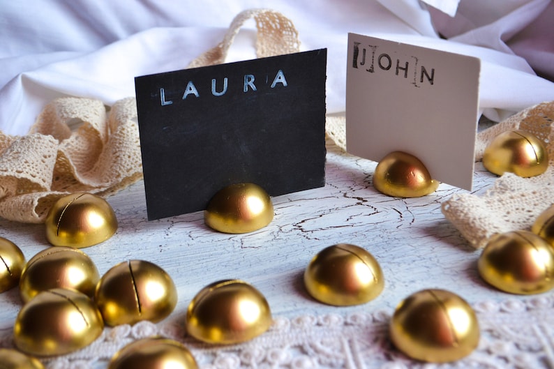 Geometric gold wedding table place card holder, Wedding card holder, Concrete card holder, Table number holder, Wedding decor image 3