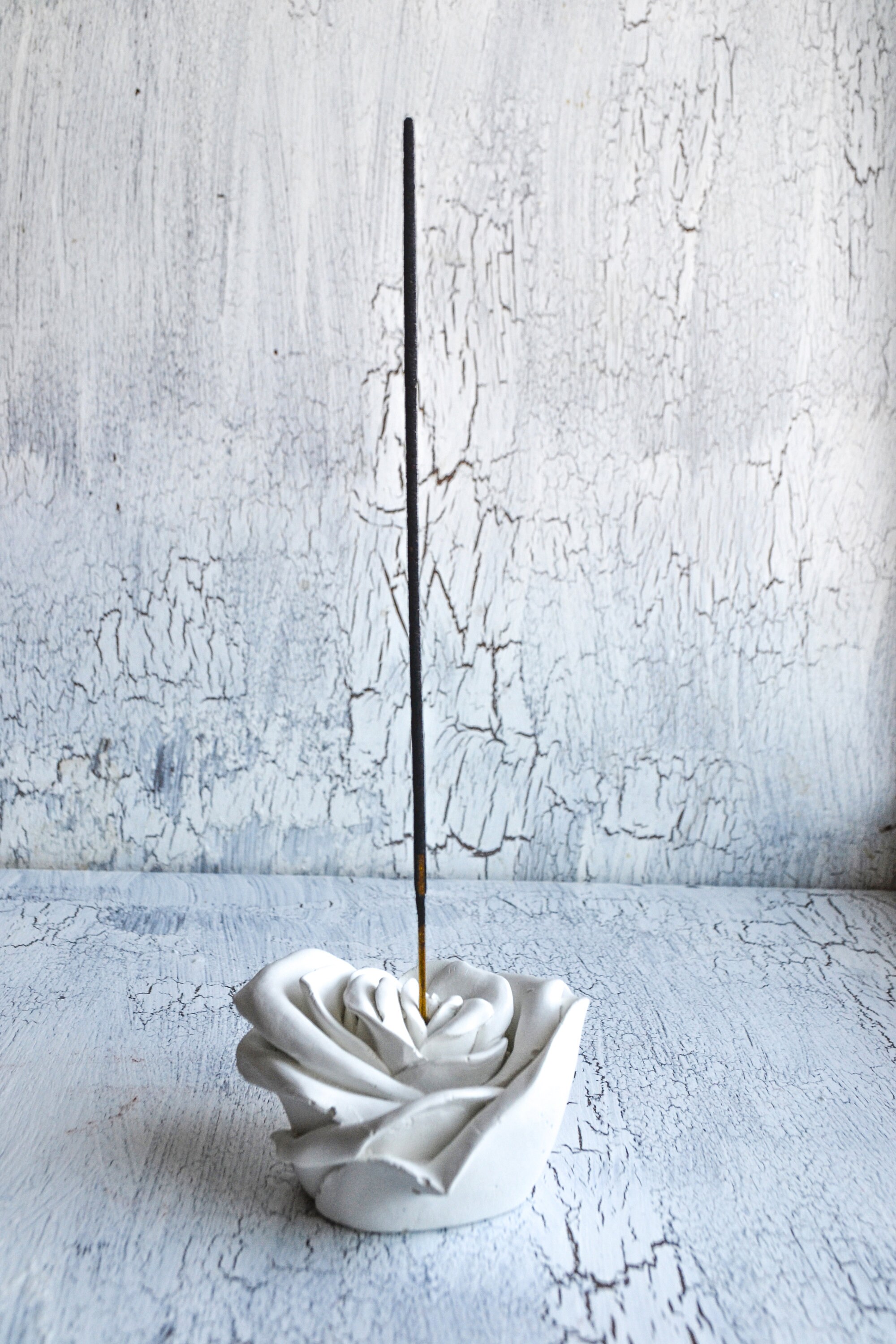 Concrete White Rose Incense Holdercement Incense Burner Etsy