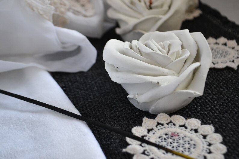 Concrete White Rose Incense Holdercement Incense Burner Etsy
