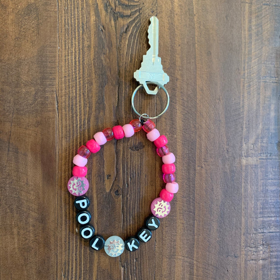 Pink Kandi Pool Keychain Etsy