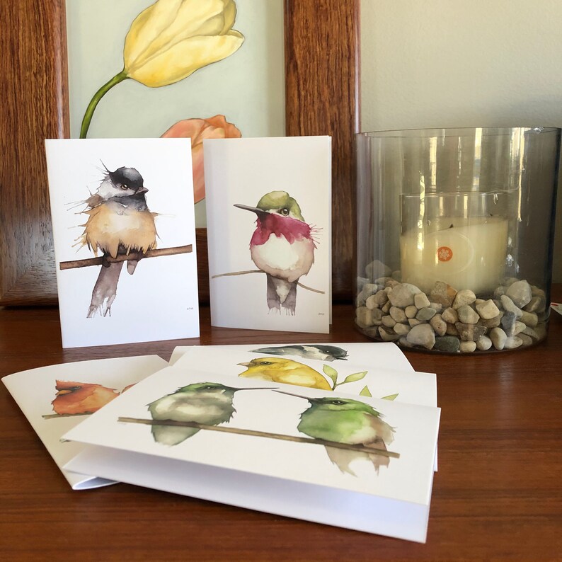 Original little bird notecard set | watercolor illustration | blank notecards | notecards with envelopes 