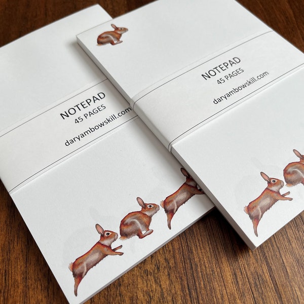 Rabbit Notepads | Two Pack | Original Printed Artwork | Scratchpads | Lists | Animals | Rabbits