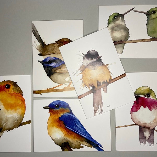 Original little bird notecard set | watercolor illustration | blank notecards | notecards with envelopes