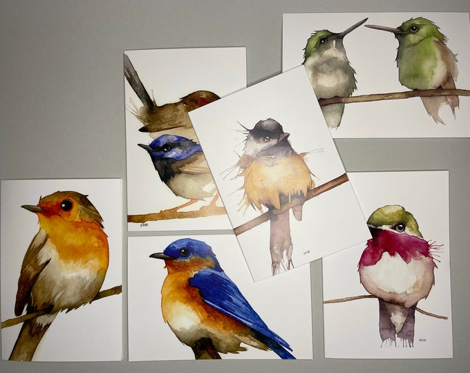 Original little bird notecard set | watercolor illustration | blank notecards | notecards with envelopes | PRE-ORDER