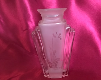 Art deco pink etched frosted vase