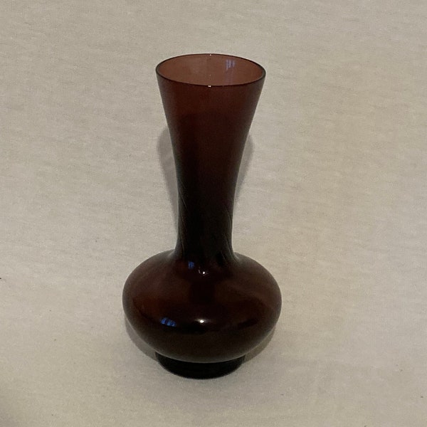 Aubergine etched glass bud vase