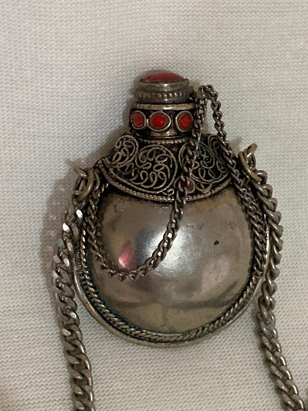 Tibetan Snuff Bottle With Spoon on Chain Etsy
