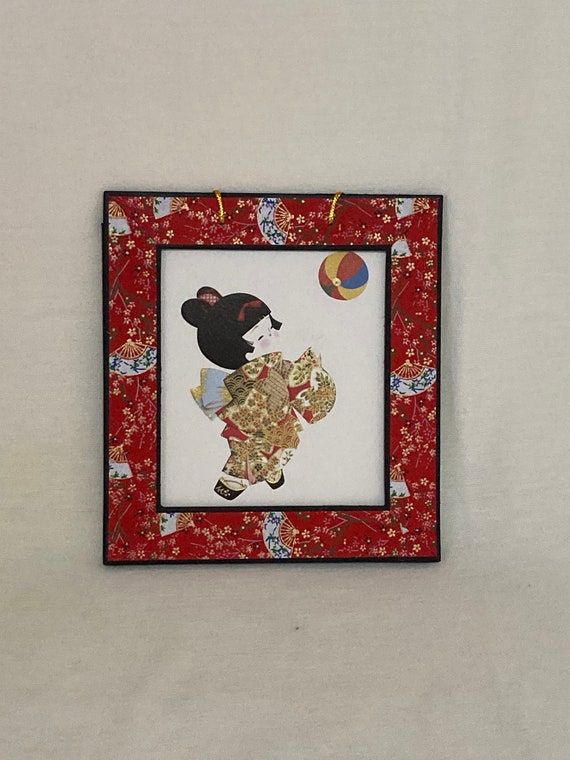 日本の押絵、着物を着た女の子と鞠 - Etsy 日本