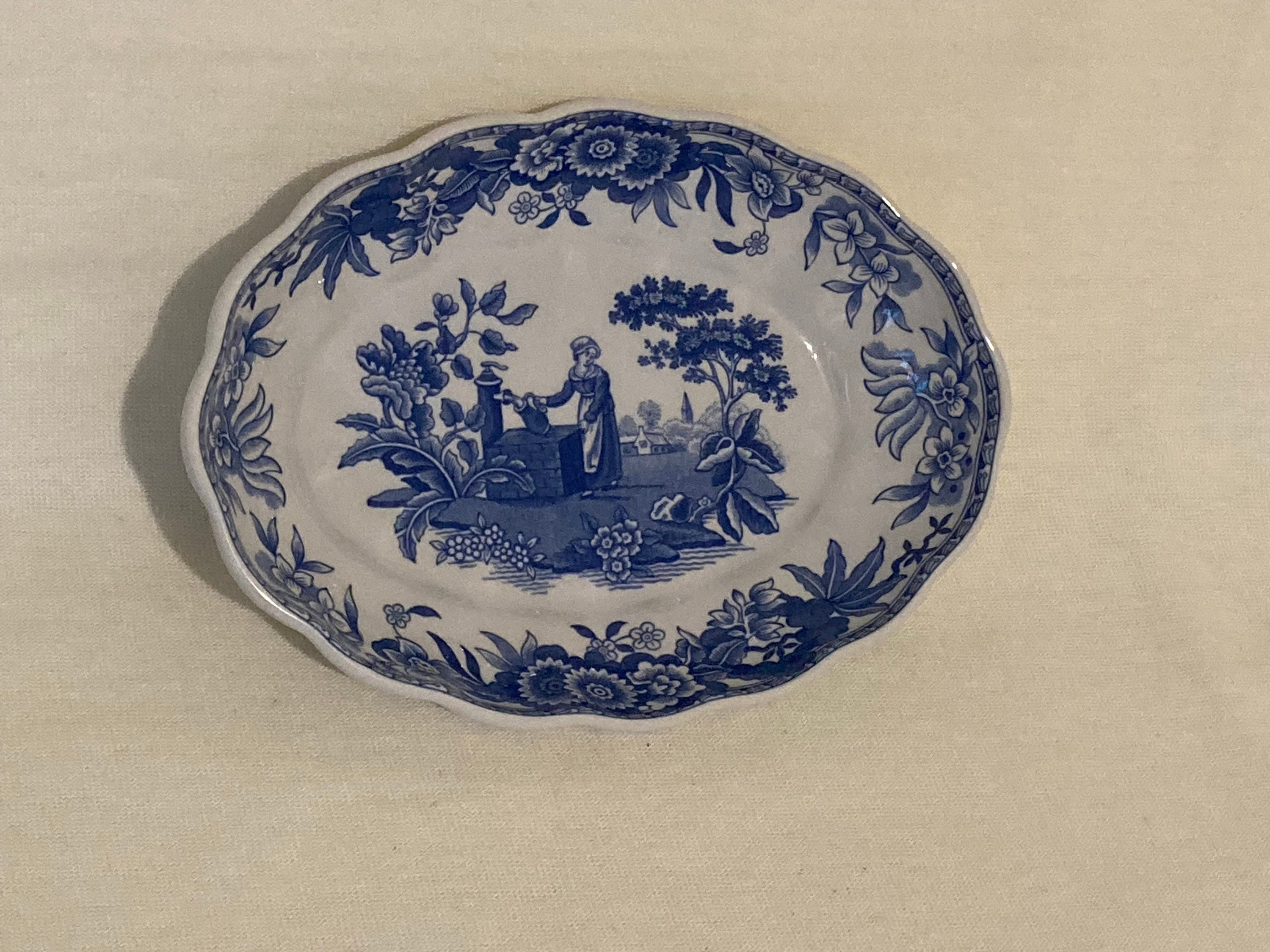 Spode Blue Room Collection Girl at Well fine china oval mint Etsy