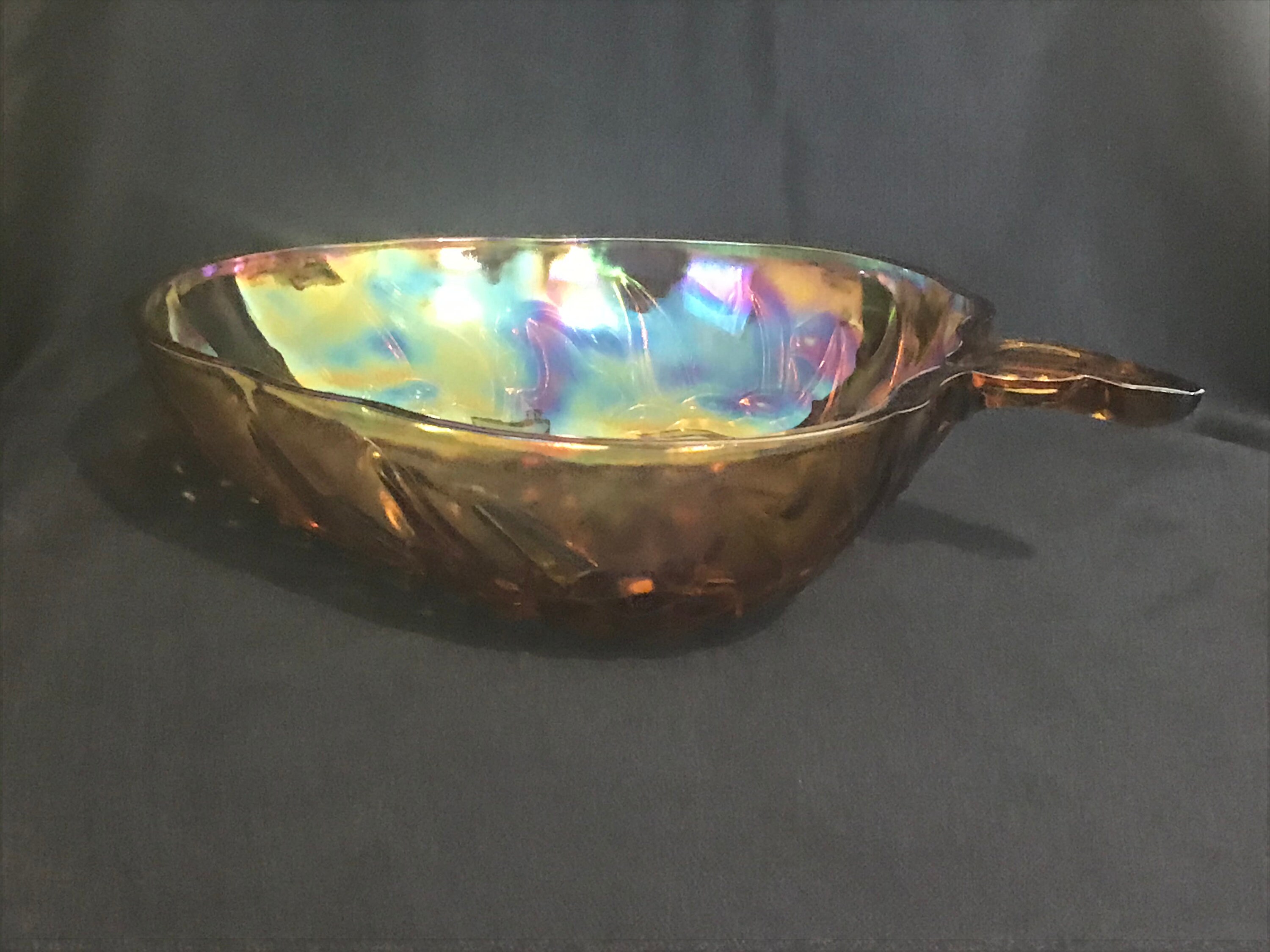 Carnival glass serving bowl grape pattern Etsy