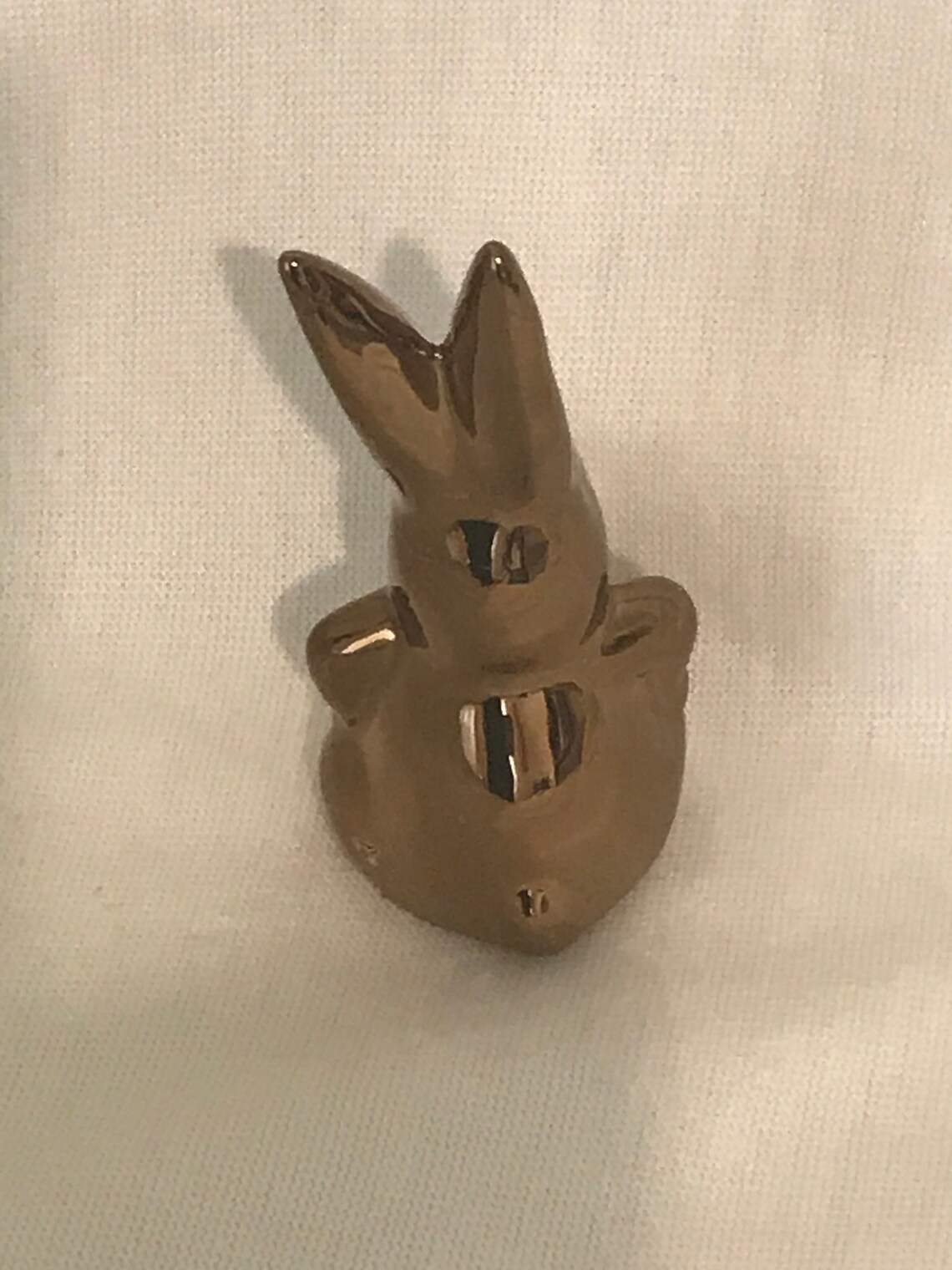 Ceramic bunny figurine gold bronze finish Etsy