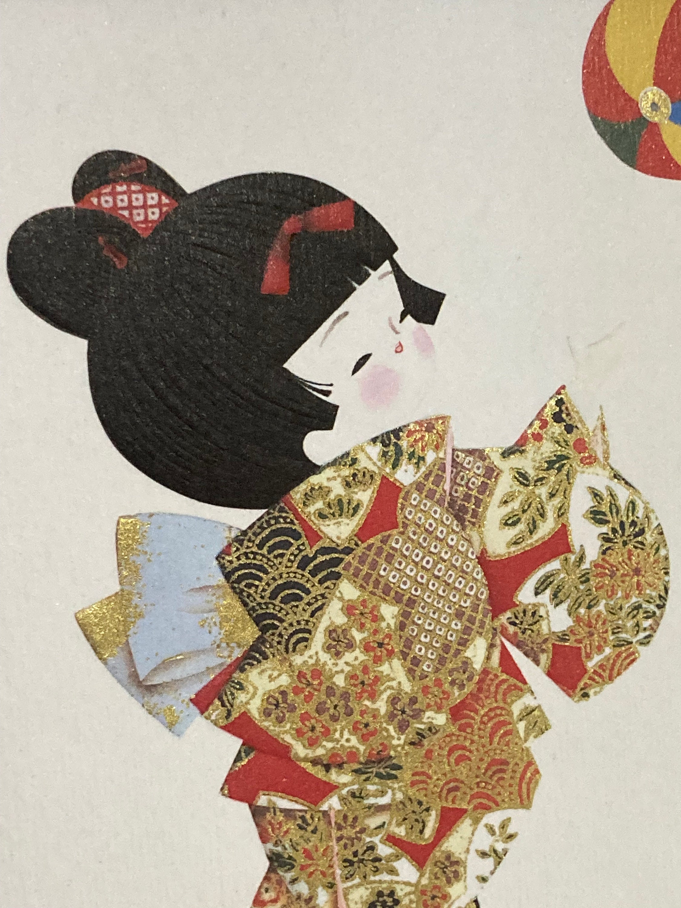 日本の押絵、着物を着た女の子と鞠 - Etsy 日本