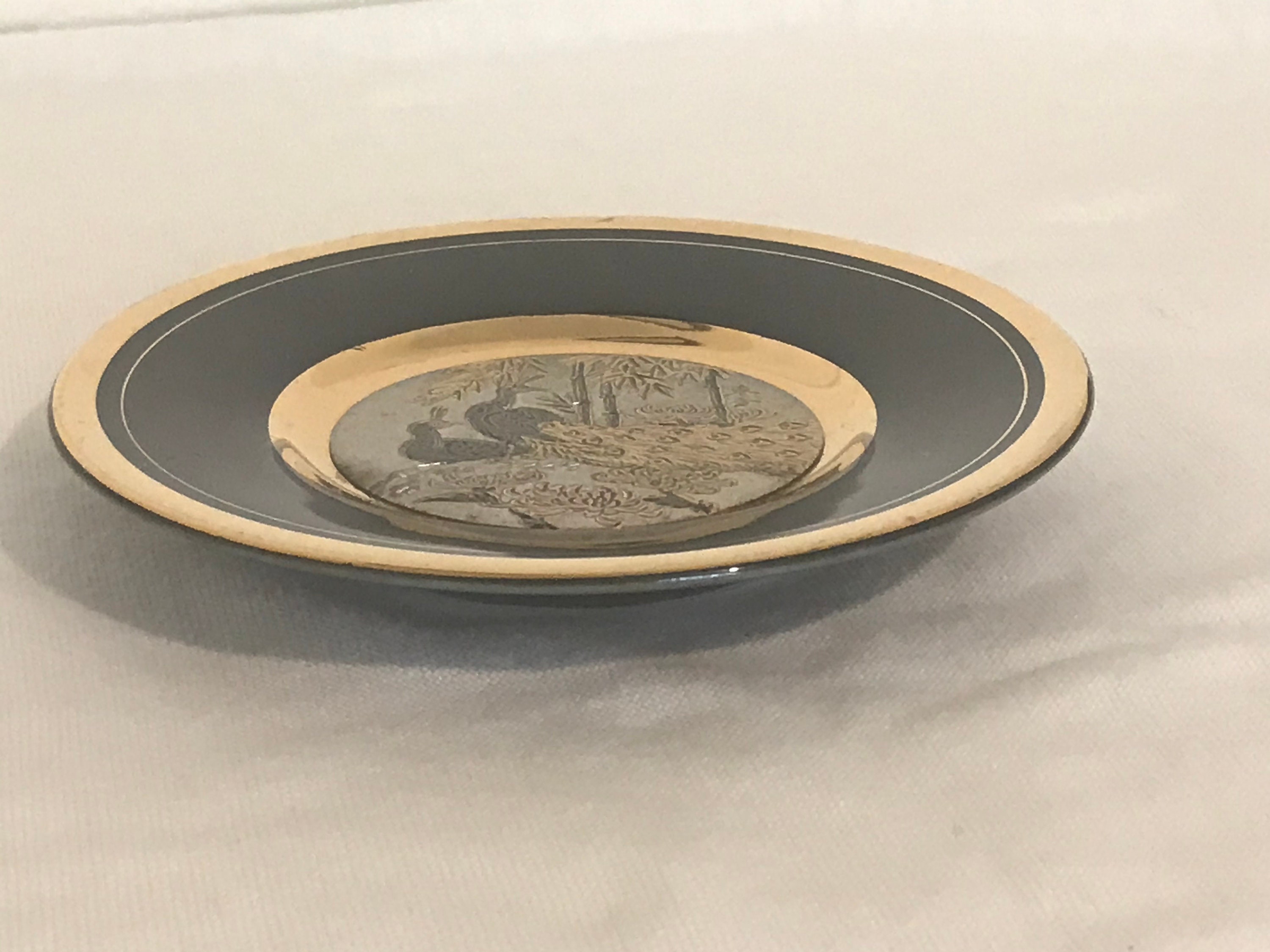 Chokin Japan Small Dish - 24 Carat Gold Detail - Etsy Canada