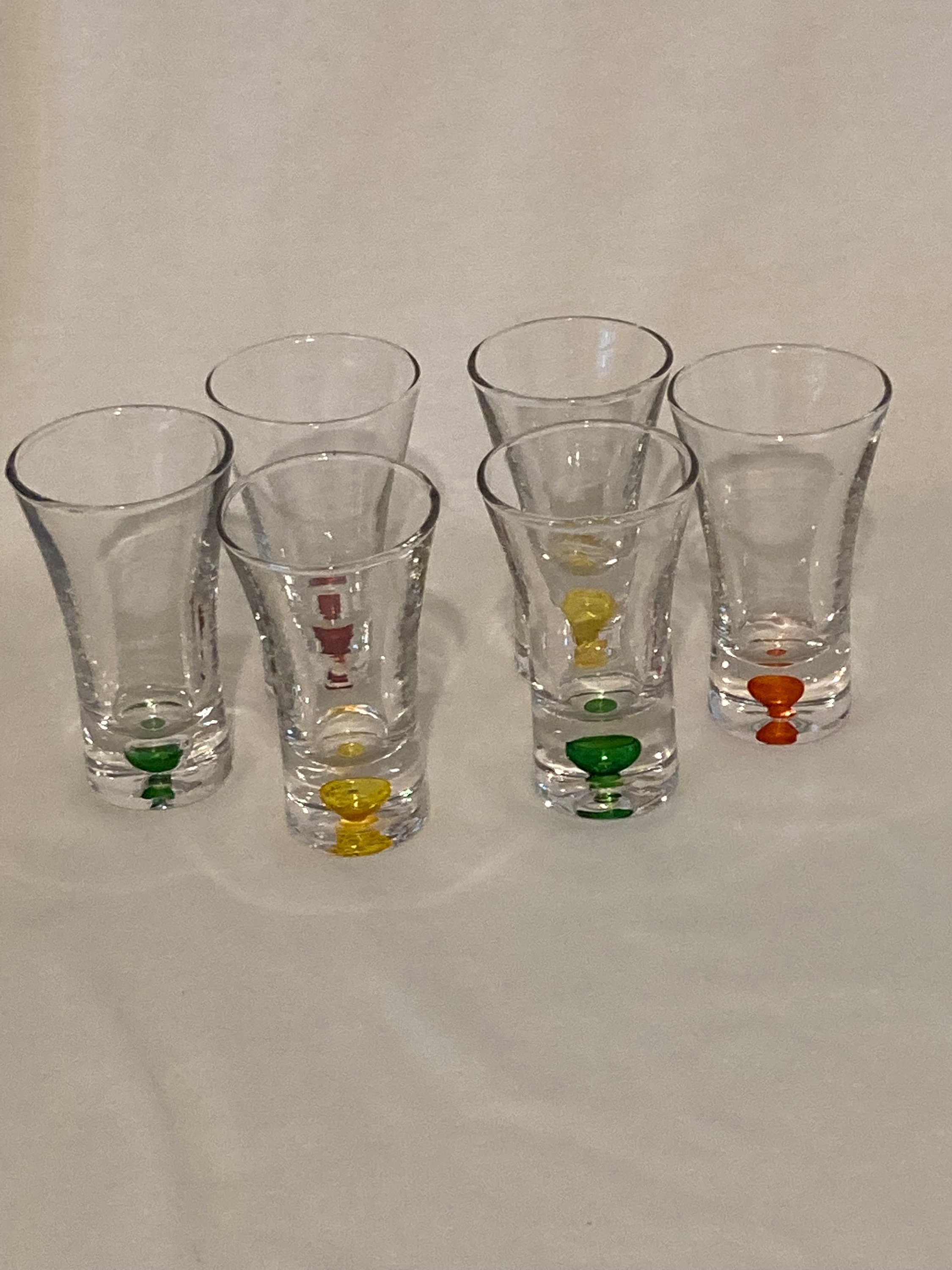 Set of Six Controlled Coloured Bubble Shot Glasses Etsy