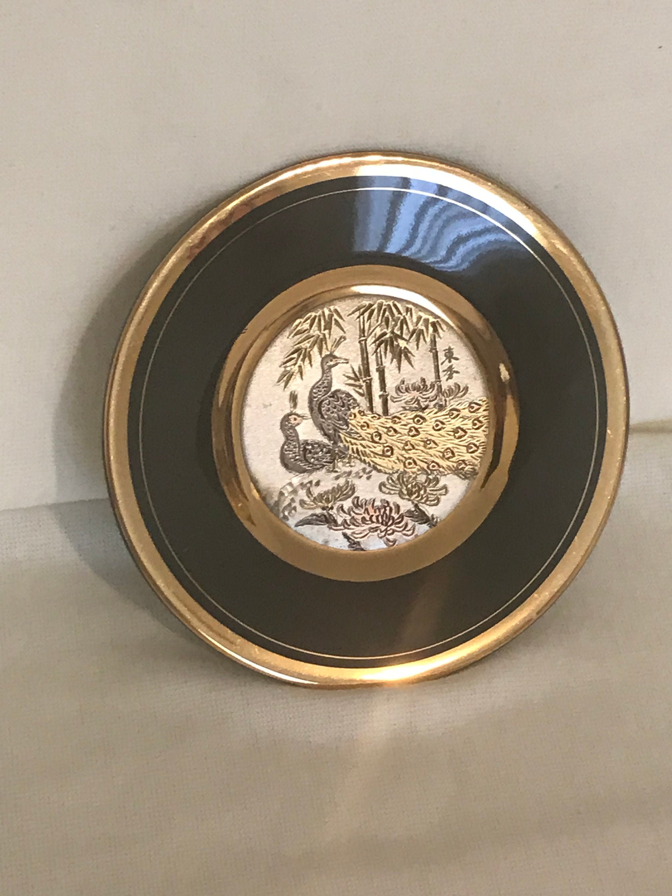 Chokin Japan Small Dish - 24 Carat Gold Detail - Etsy Canada