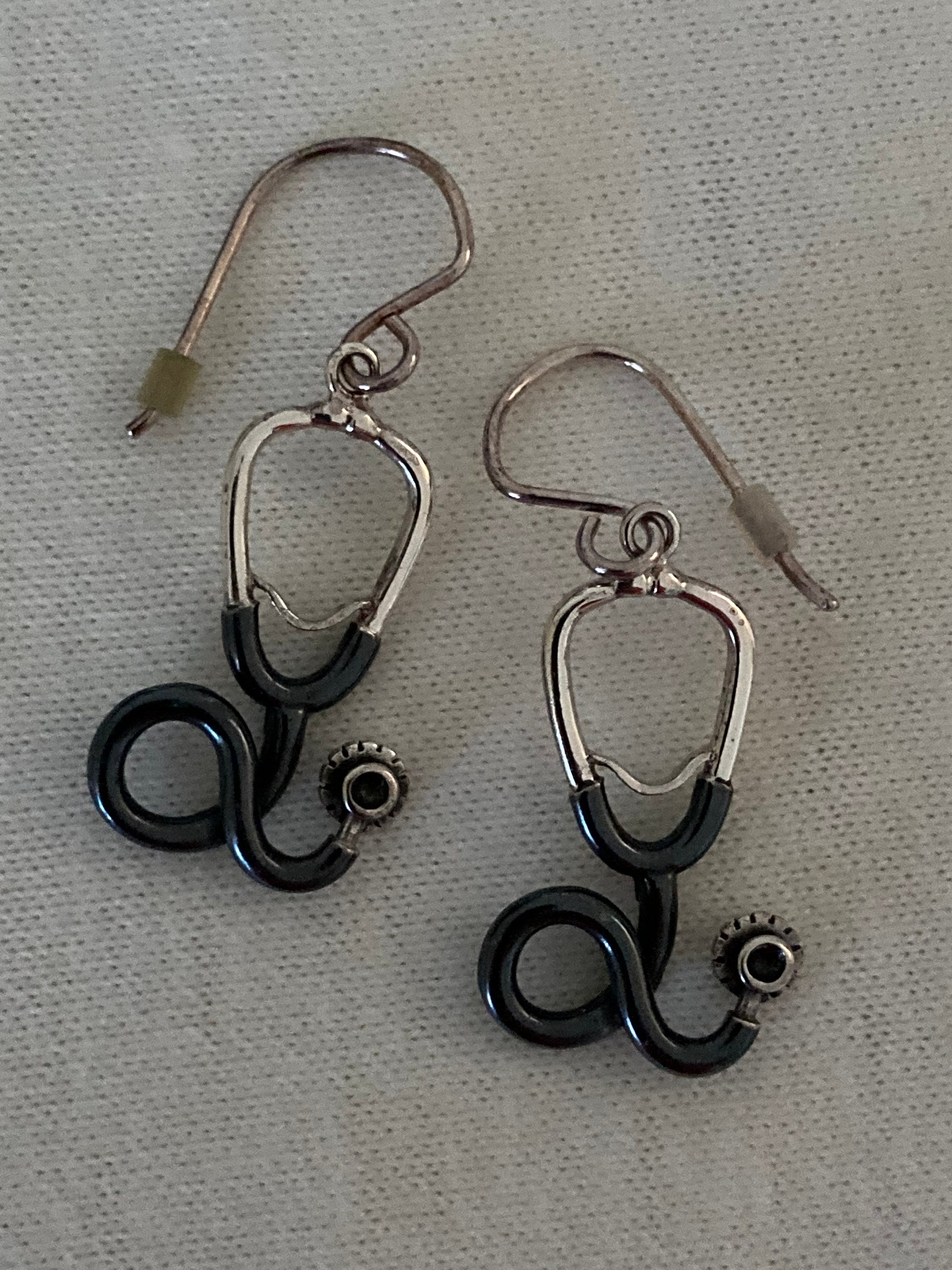 Silver 925 stethoscope dangle earrings Etsy