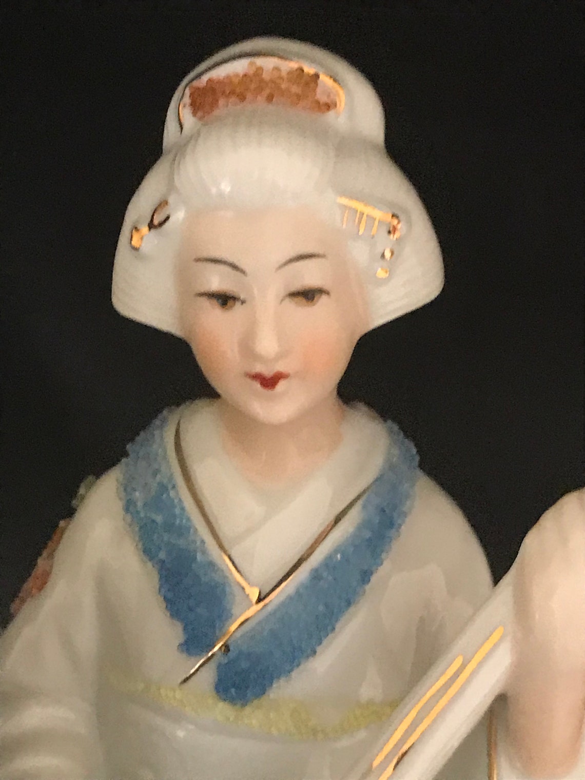 Japanese Porcelain Figurine of a Geisha Playing a Lute Candle Etsy UK