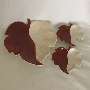 Carlton Ware Australian design hand painted leaf dish set - made in England