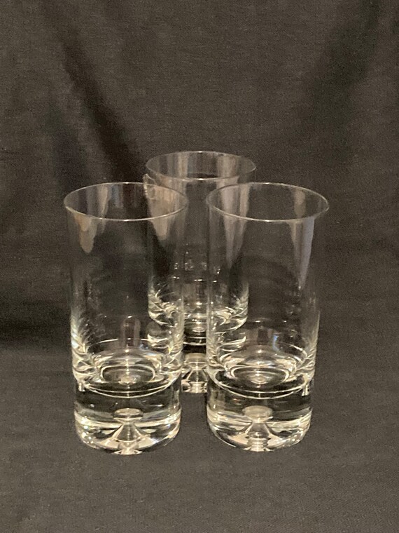 Krosno Poland Clear 12oz Bubble Base Tumbler Trio Etsy