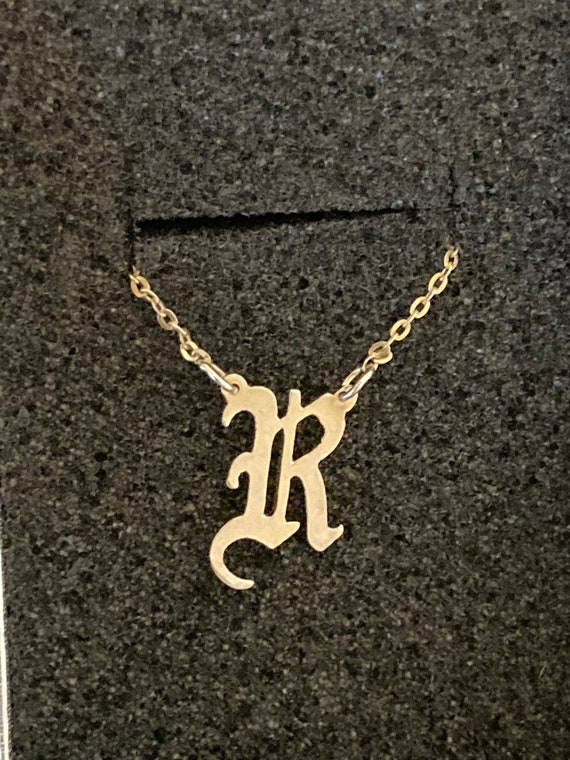 Gothic initial necklace silver sale