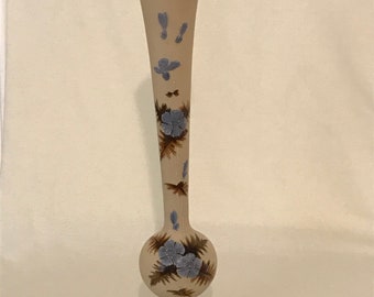 Antique Bristol clambroth brown glass England fluted vase - 38 cm high