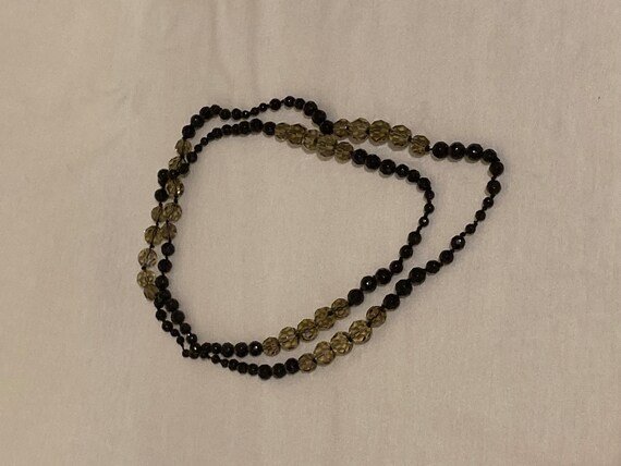 Collier Ancien Art Déco - Perles En Jais Et Murano - Laiton - Occasion En Très Bon état