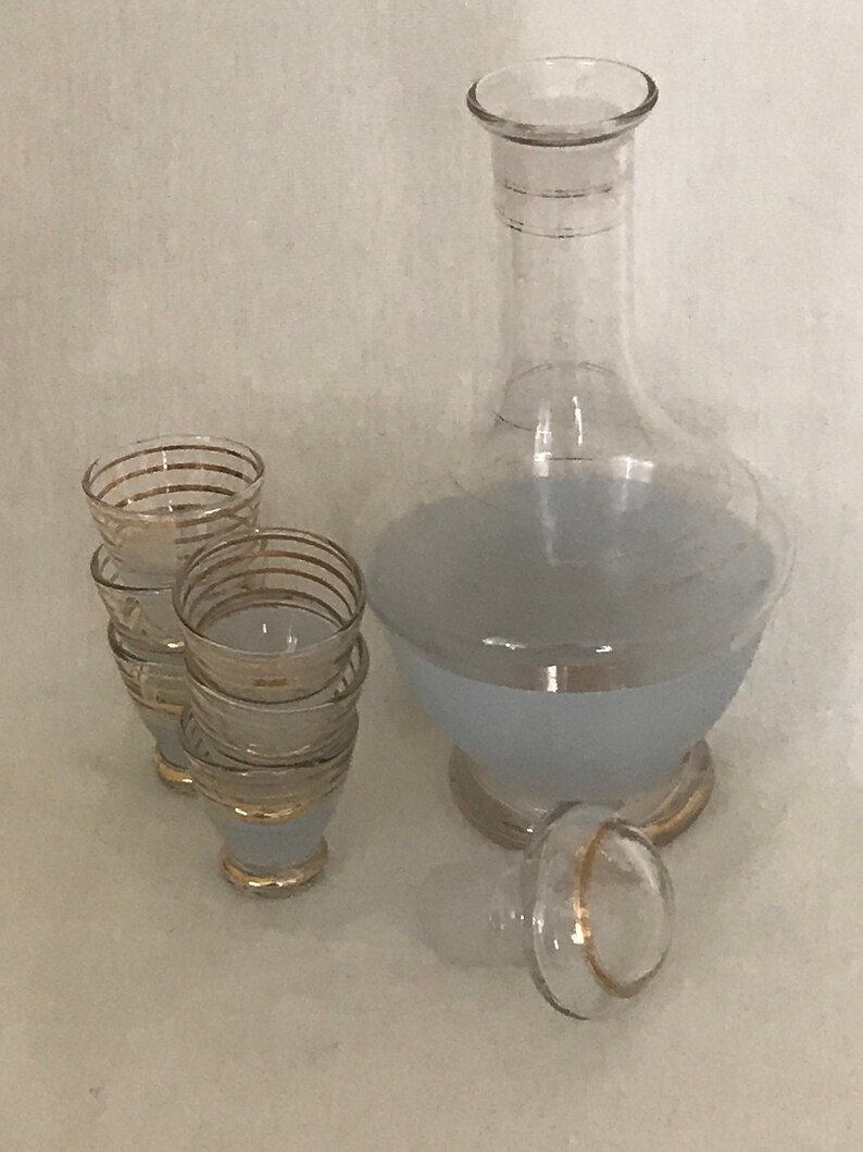 Italian Sherry Decanter & Six Glasses Etsy Australia