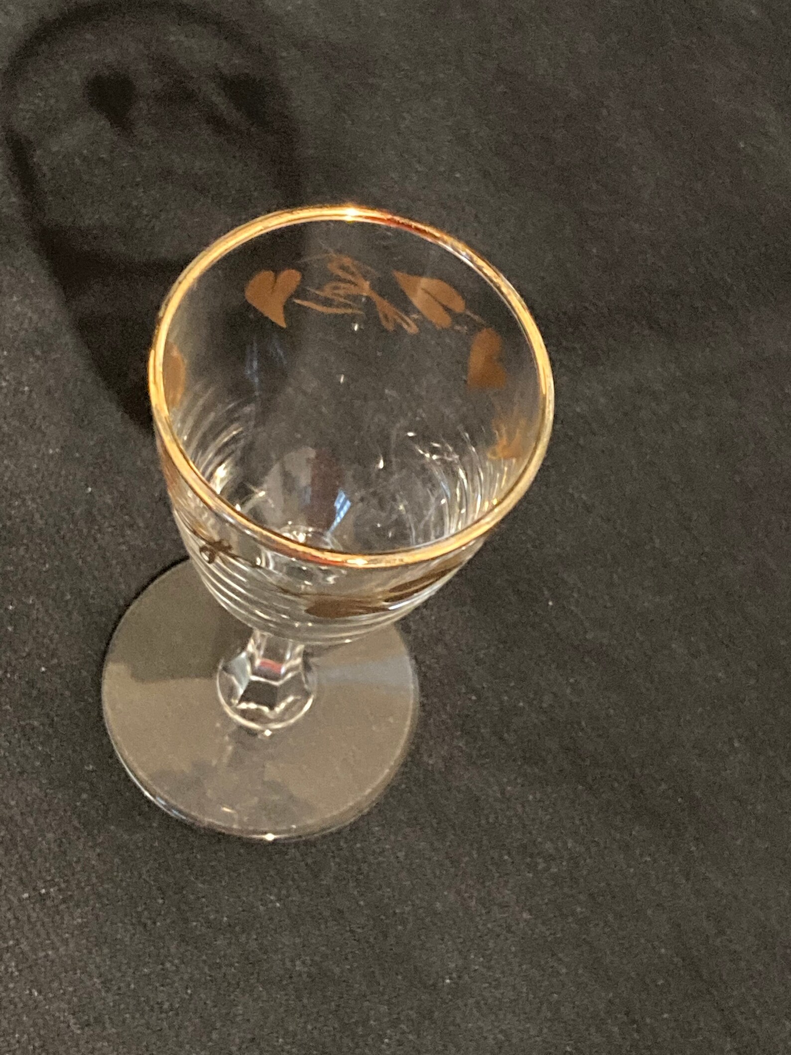 Set of four stemmed sherry glasses with gold accents Etsy