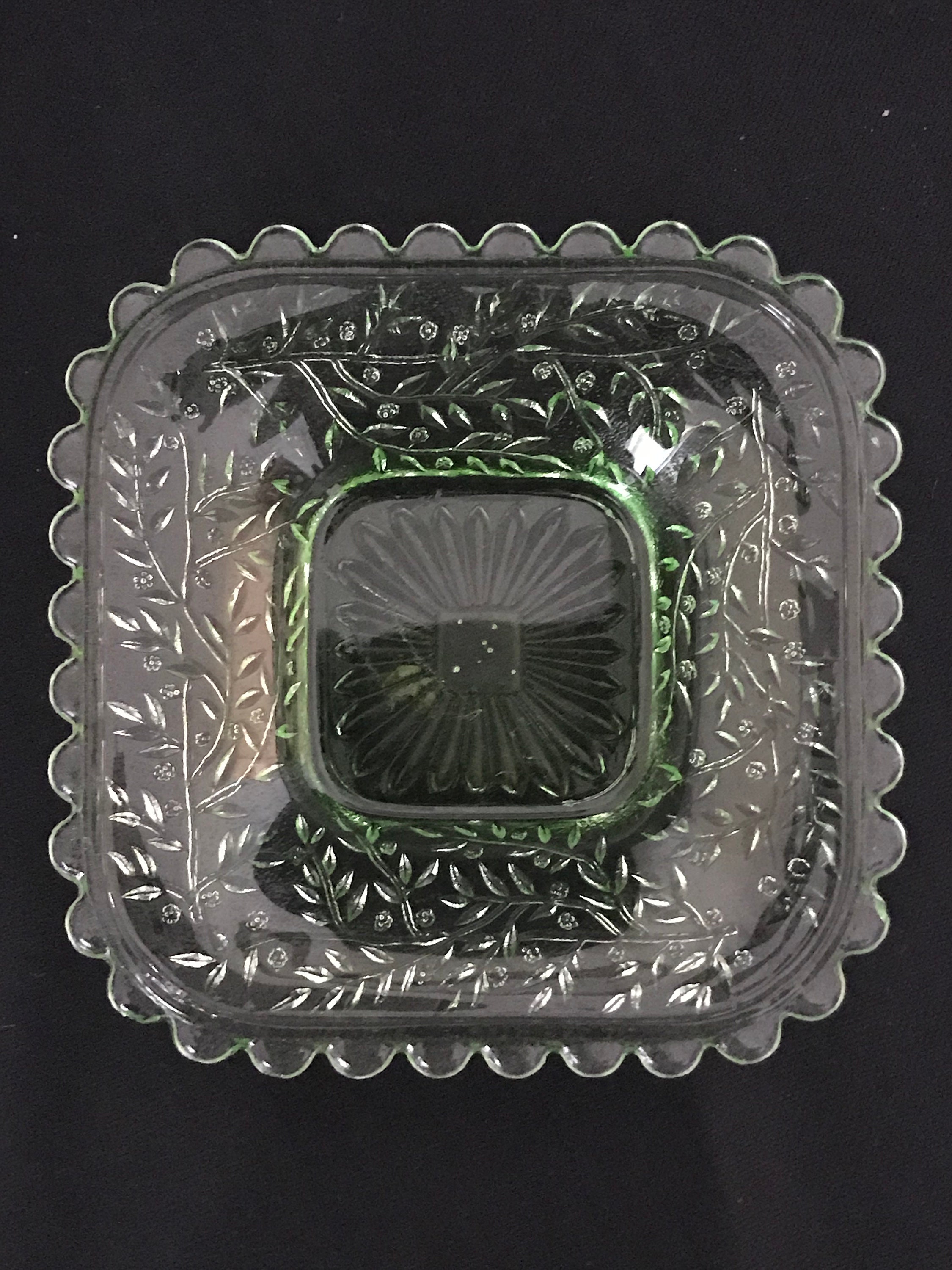 Vintage Green Depression Glass Candy Nut Dish Etsy