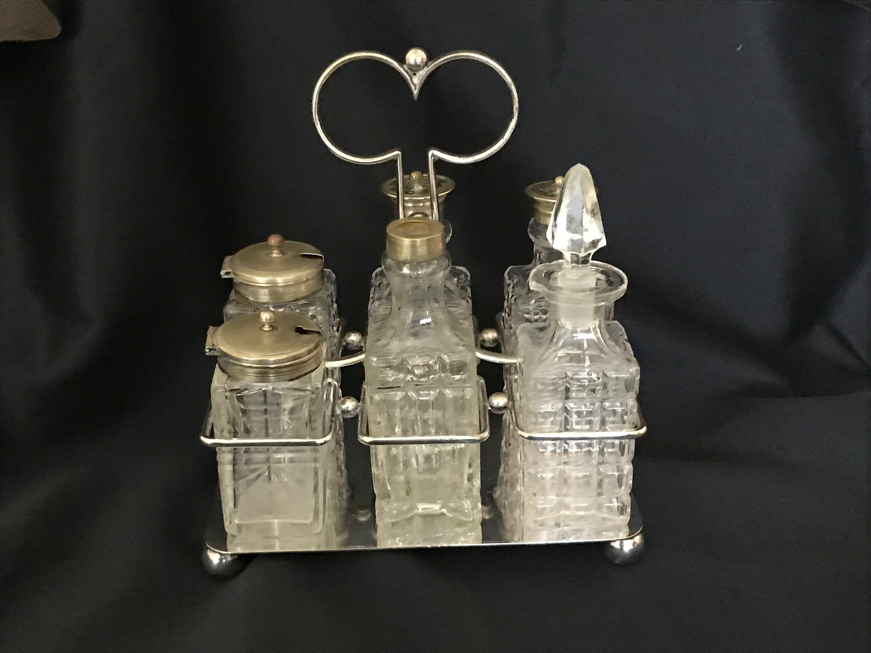 Antique Victorian Condiment Cruet Set on EPNS Caddy With Ball Etsy