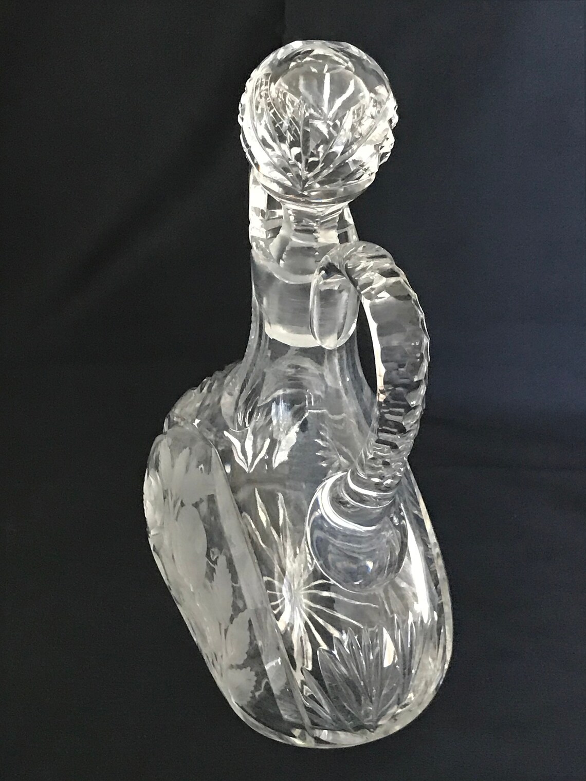 Lead Crystal Decanter With Handle and Stopper Etsy