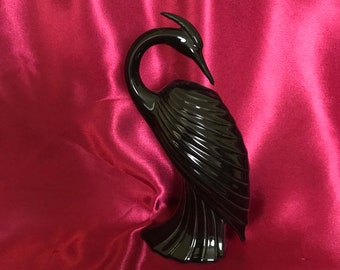 Art deco style black porcelain egret