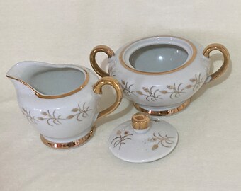 日本製の白と金の磁器蓋付きシュガーボウルとクリーマーセット - Etsy 日本