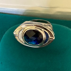 Lauren G Adams LGA silver 925 blue crystal eye ring