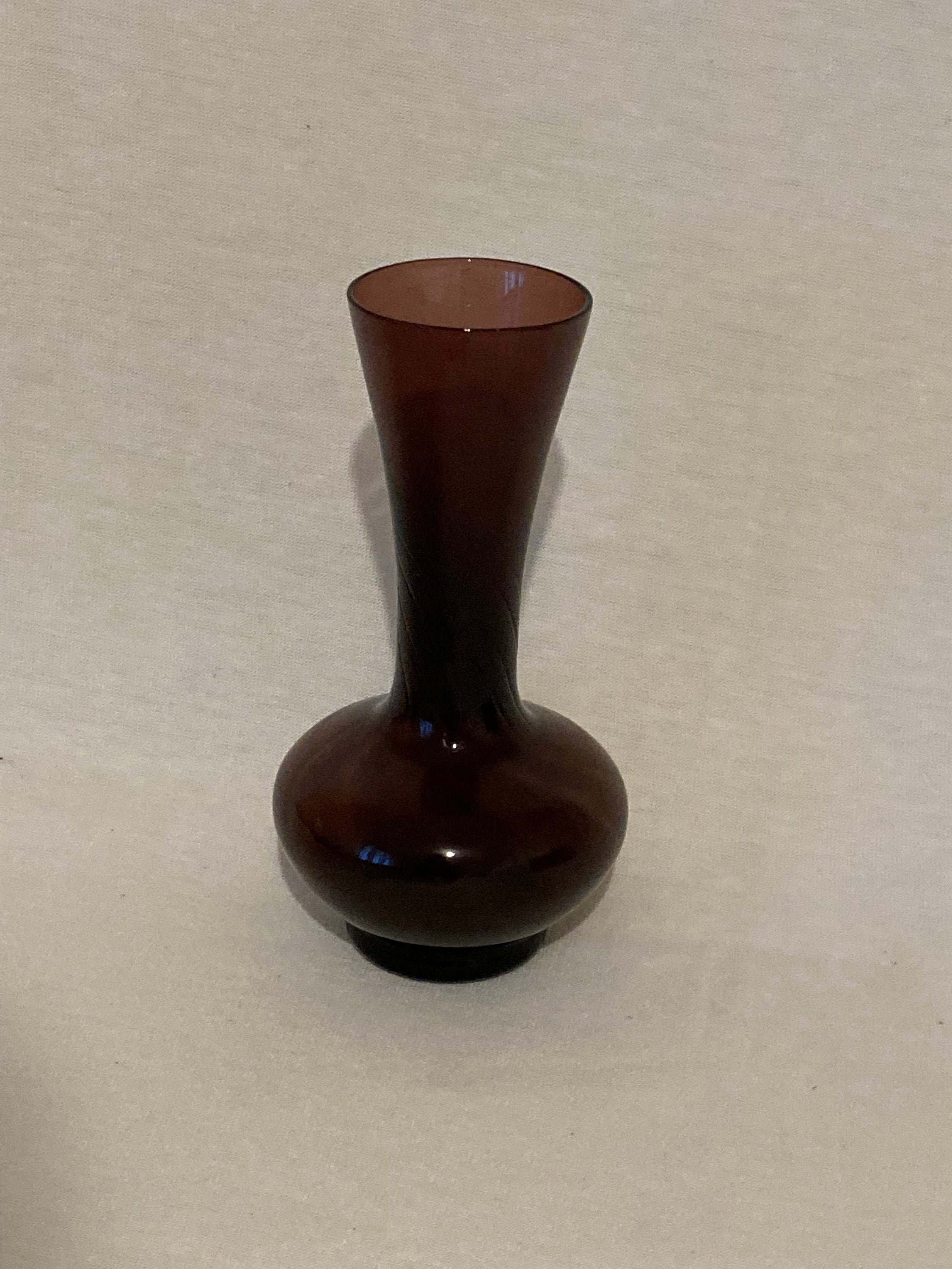 Aubergine etched glass bud vase