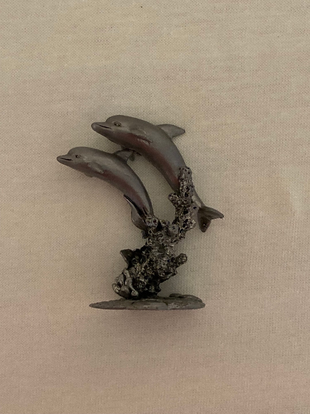 Pewter Dolphins Figurine Etsy