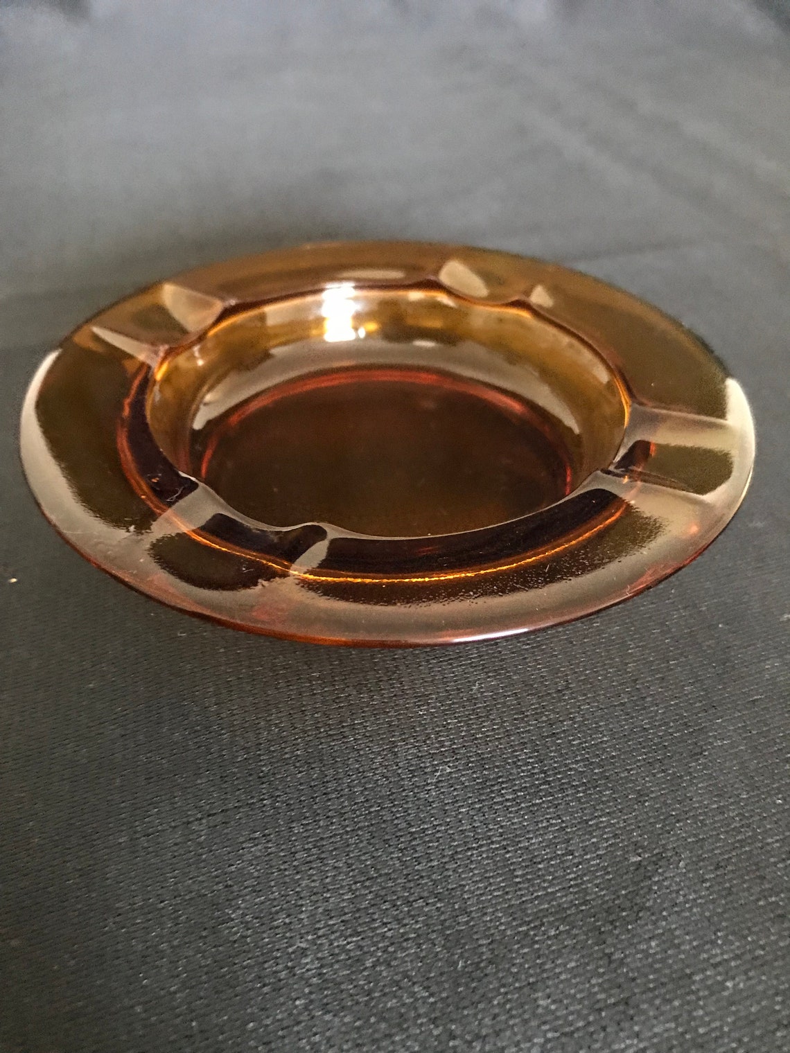 Vintage amber glass ashtray Etsy