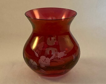 アンティークシルバーカラーのクランベリーガラス花瓶2個セット - Etsy