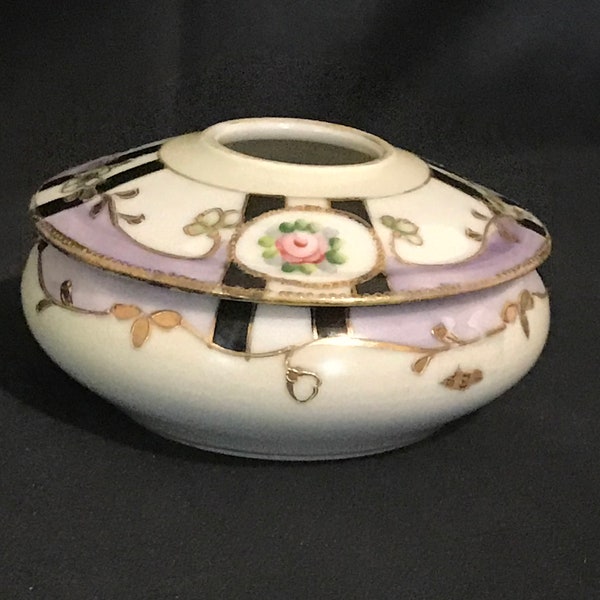 Japan hand painted porcelain gilded hair receiver