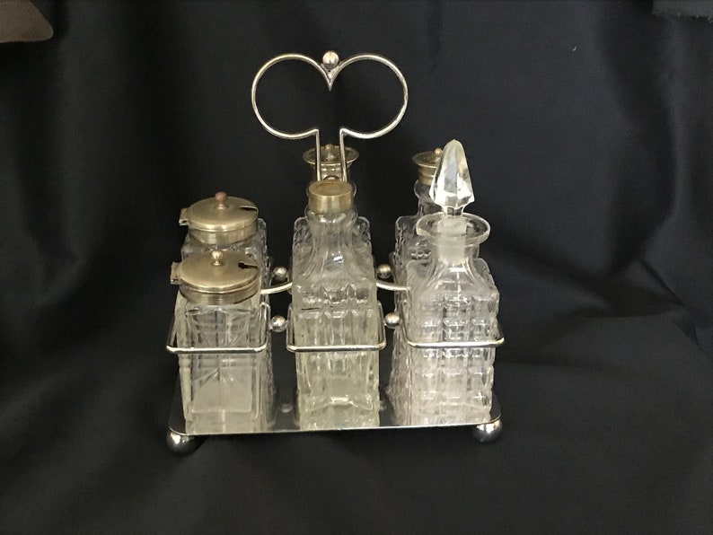 Antique Victorian Condiment Cruet Set on EPNS Caddy With Ball Etsy