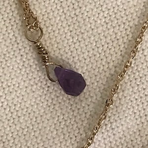 By Charlotte gold plated sterling silver 80 cm chain with small amethyst pendant