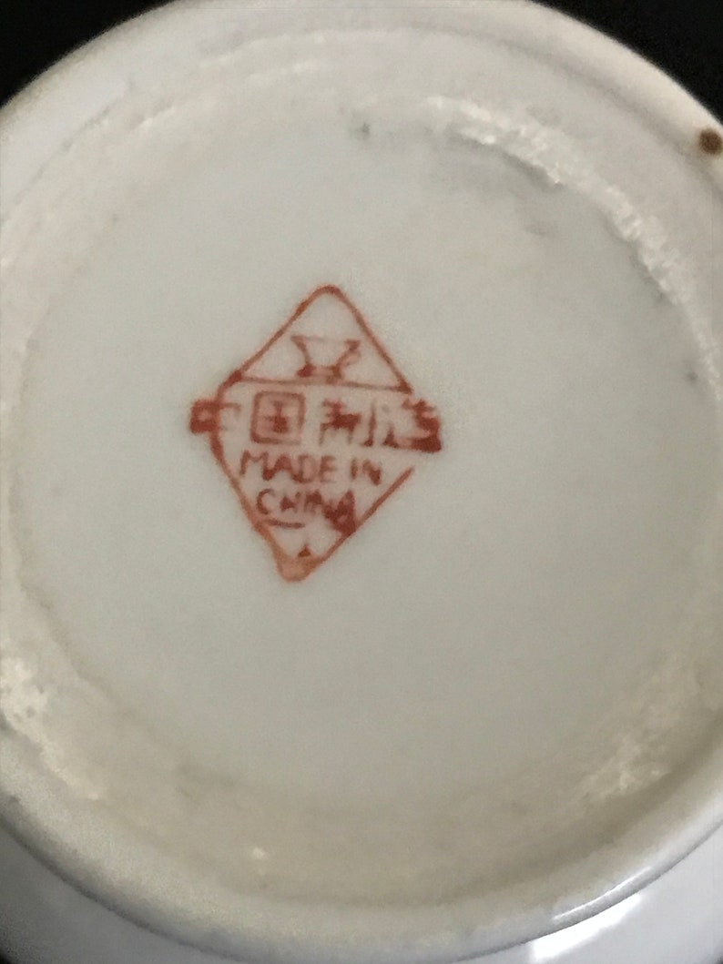 Vintage Chinese ceramic soy sauce bottle white and pink Etsy