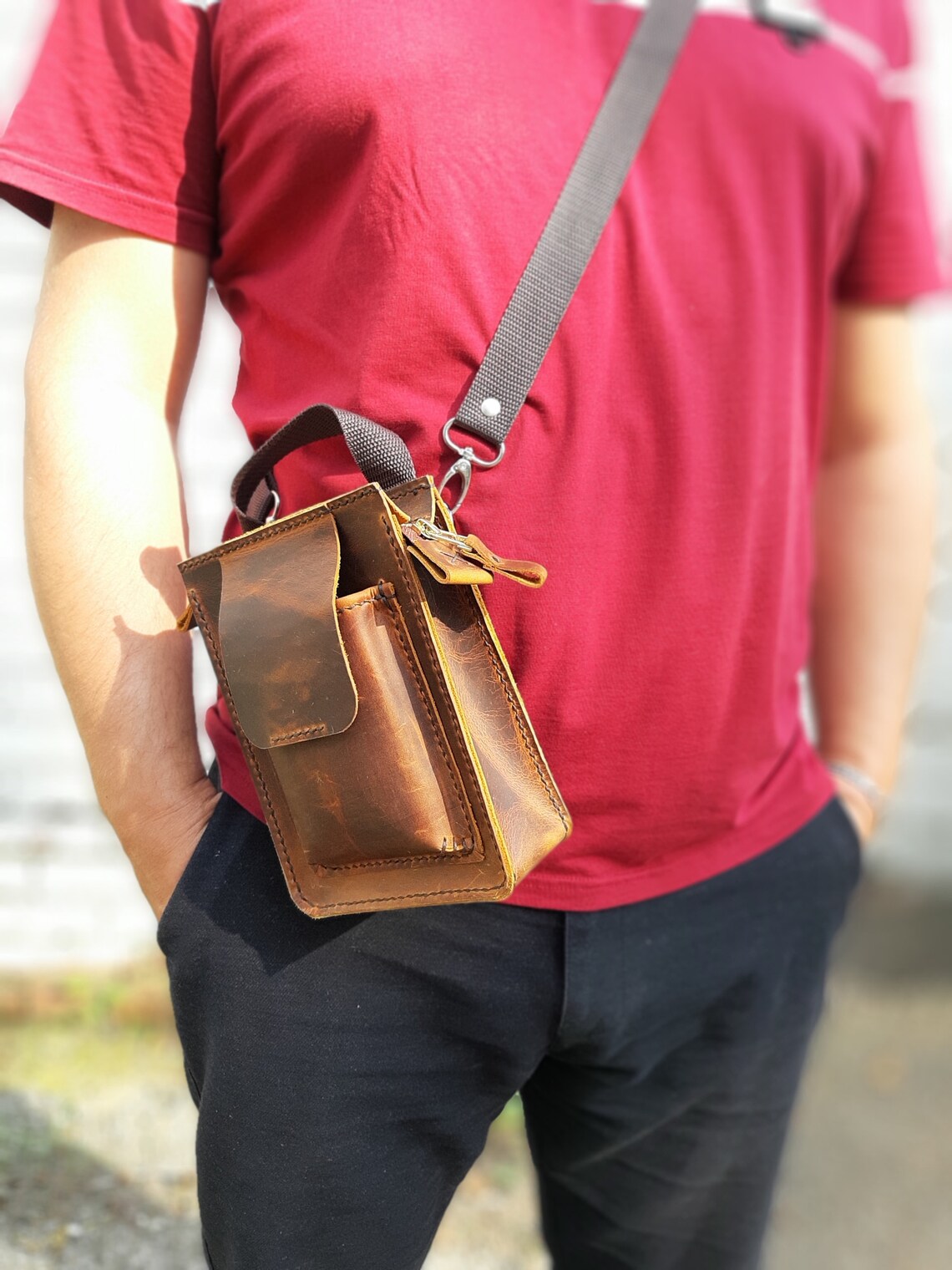Leather Cross body Bag pattern for Men Sewing DIY Download Etsy