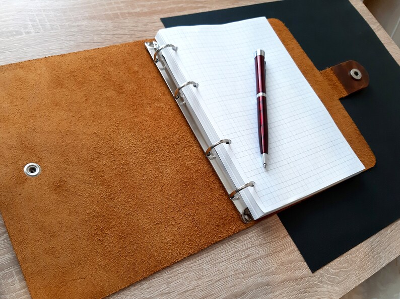 A5 ring binder planner Personalized Leather Binder 4Ring Etsy